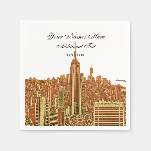 Navy NYC Skyline Silhouette, ESB Servetten (Voorkant)