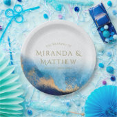 Navy Ocean Blue Glitter Agate Wedding Papieren Bordje (Feest)
