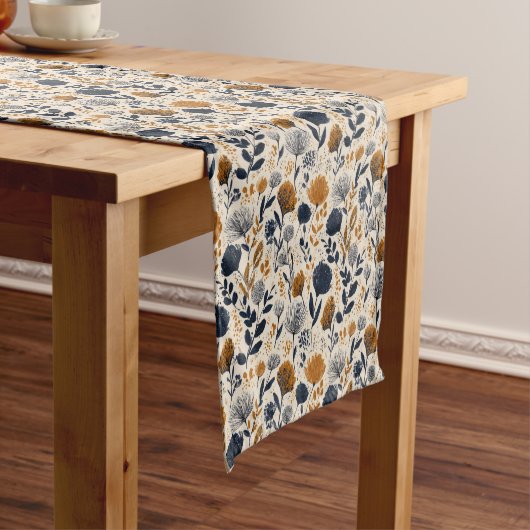 Navy & Ochre Botanical  Table Runner Korte Tafelloper (Voorbeeld)