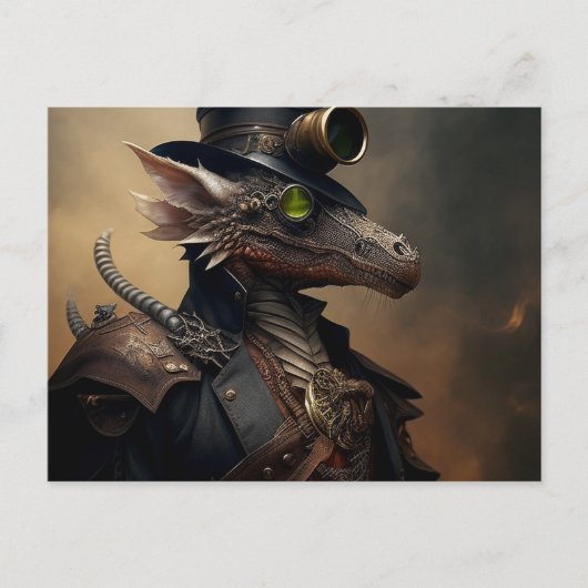 Navy Officer Steampunk Dragon Briefkaart (Voorkant)