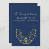 Navy Olijfblad 3 begrafenisherdenkingsprogramma Programma (Voorkant / Achterkant)