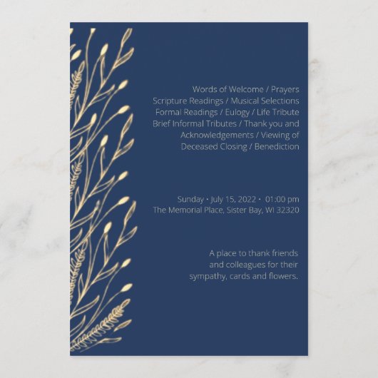 Navy Olive Leaf 2 begrafenisherdenkingsprogramma Programma (Achterkant)