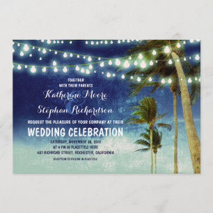 navy ombre beach invitations de mariage