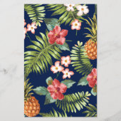 Navy & Or | Carte de Menu de Mariage Tropical d'Ét (Dos)