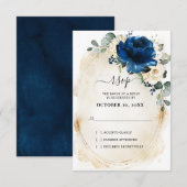 Navy Or Champagne Ivoire Roses RSVP (Devant / Derrière)