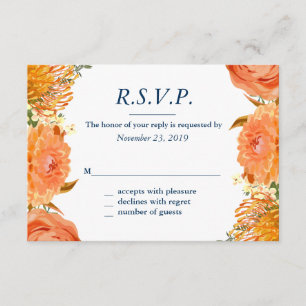 Navy & Oranje Floral Response Kaart