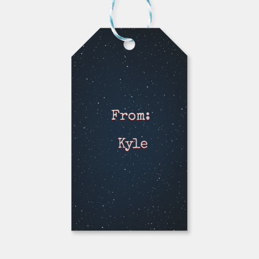 Navy Outer Space Gift Label Cadeaulabel (Achterkant)