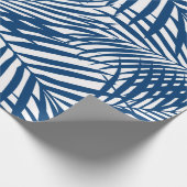 Navy Palm Fronds Cadeaupapier (Hoek)