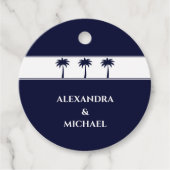 Navy Palm Tree Coastal Wedding Bedankt Bedankjes Labels (Voorkant)