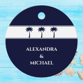 Navy Palm Tree Coastal Wedding Bedankt Bedankjes Labels