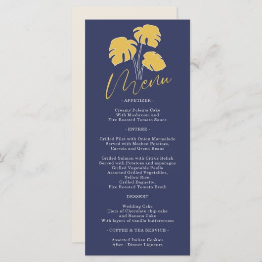 Navy Palm Tropical Botanic Leaf Menu (Voorkant / Achterkant)