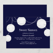 Navy Party Lantern Sweet 16 Invitation Kaart (Voorkant / Achterkant)