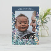 Navy Pastel Berries Noël Carte photo de Noël (Debout devant)