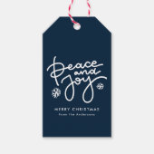 Navy Peace and Joy Holiday Cadeaulabel (Voorkant)