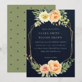 NAVY PEACH DESERT SUCCULENT CACTI FOLIAGE WEDDING KAART (Voorkant / Achterkant)