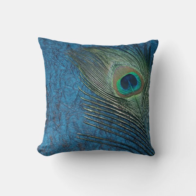 Navy Peacock Kussen (Voorkant)