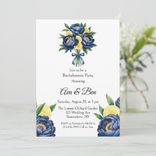 Navy Peony Citrus Paint Floral Bachelorette Party Kaart
