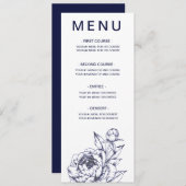 Navy Peony Simple Menu Kaart (Voorkant / Achterkant)