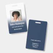 Navy Personalized Employee Company ID Badge (Front & Back)