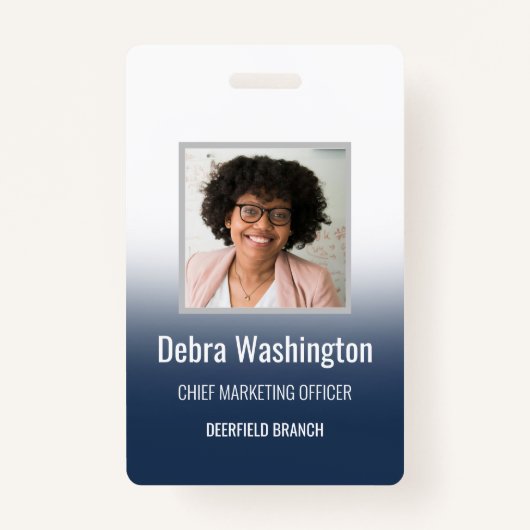 Navy Personalized Employee Company ID Badge (Devant)