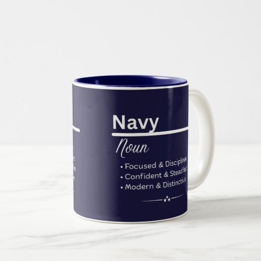 Navy Personalized Name Coffee Mug (Devant droit)