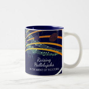 Navy Personalized RAISE HALLELUJAH Christelijk Tweekleurige Koffiemok