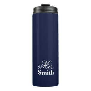 Navy Personalized Text Mrs Name Thermosbeker