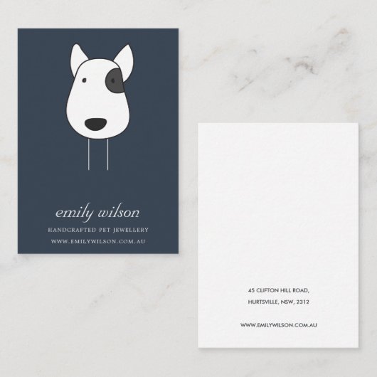 NAVY PET DOG FACE LABEL PIN CHARM DISPLAY SJABLOON (Voorkant / Achterkant)