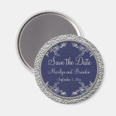 Navy & Pewter Save the Date Magnet Magneet (Voorkant / Achterkant)