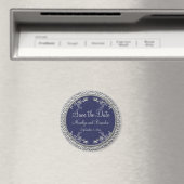 Navy & Pewter Save the Date Magnet Magneet (Insitu (Vaatwasser))