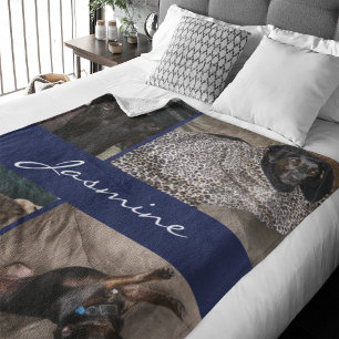 Navy Photo Collage   Fleece Dog Blanket