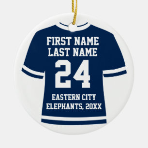 Navy Photo Football Soccer Hockey Sports Jersey Keramisch Ornament
