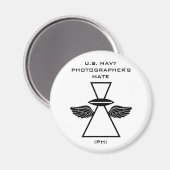 NAVY PHOTOGRAPHER IFGA MET WINGS ROUND MAGNET MAGNEET (Voorkant / Achterkant)