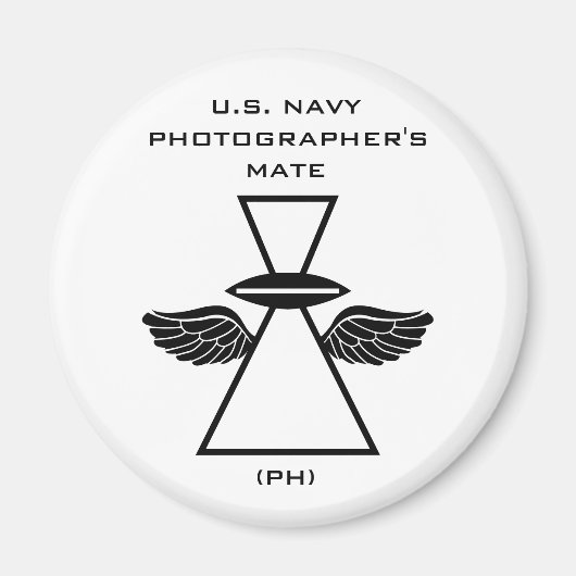 NAVY PHOTOGRAPHER IFGA MET WINGS ROUND MAGNET MAGNEET (Voorkant)