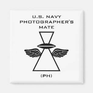 Navy Photographer IFGA met wings Square Magnet  Magneet