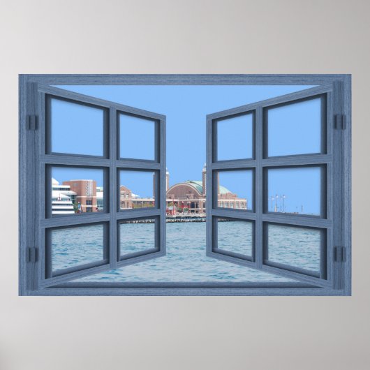 Navy Pier 6 Pane Open Window Poster (Voorkant)
