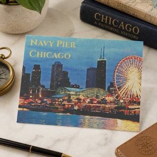 Navy Pier _at night Chicago Briefkaart