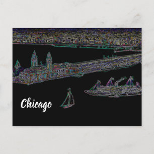 Navy Pier van Lake Chicago 1920's NEON Art Briefkaart