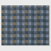 Navy Pine Needle Plaid Wrapping Papier (Vlak)