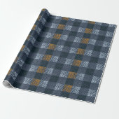Navy Pine Needle Plaid Wrapping Papier (Uitgerold)