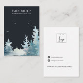 NAVY PINE TREE FOREST KETTING EARRING DISPLAY VISITEKAARTJE (Voorkant / Achterkant)