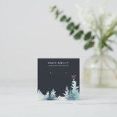 NAVY PINE TREE WINTER FOREST STUD EARRING DISPLAY VIERKANTE VISITEKAARTJE (Staand voorkant)