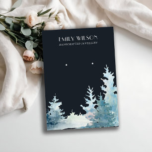 NAVY PINE TREE WINTER FOREST STUD EARRING DISPLAY VISITEKAARTJE