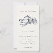 Navy Pine Woods Mountain Sketch Wedding Invitation (Devant)