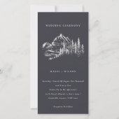 Navy Pine Woods Mountain Sketch Wedding Invitation (Devant)