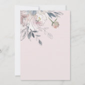 NAVY PINK BLUSH WATERVERF FLORAL WEDDING INVITE BEDANKKAART (Achterkant)
