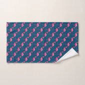 NAVY PINK FLAMINGO BATHROOM TOWEL SET BAD HANDDOEK (Handdoek)