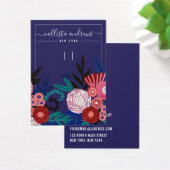 Navy Pink Floral Cursive Sleutelhanger Display Kaa Visitekaartje (Bureau)