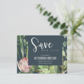 NAVY PINK FLORAL DESERT CACTI FAUNA BEWAREN DE DAT AANKONDIGINGSKAART (Staand voorkant)