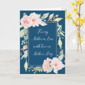 Navy Pink Flowers Moederdag Moeder in de Rechten Kaart (Gele Bloem)